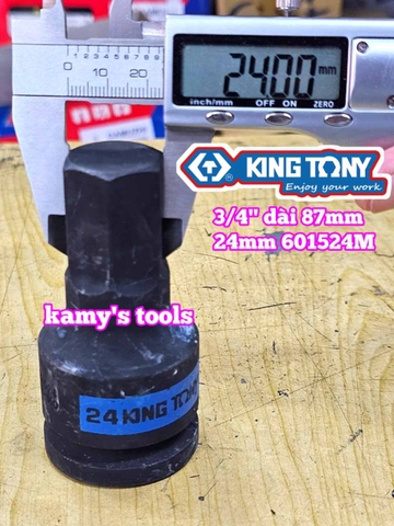 Đầu tuýp lú  đầu lục giác 6 cạnh 3/4 inch Kingtony 24mm 601524M 27mm 601527M