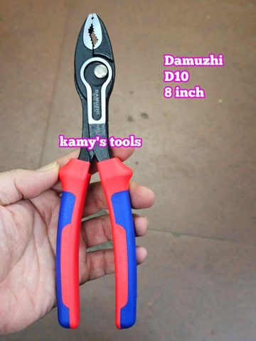 Kìm 2 lỗ điều chỉnh vặn bulong tán đầu ốc vít dài 8 inch 205mm miệng mở 4-22mm DAMUZHI DMZ-D10