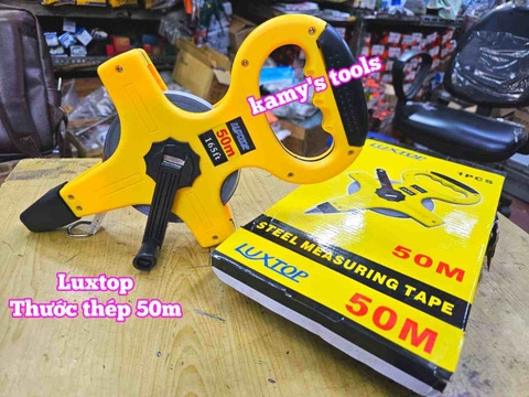Thước cuộn thước kéo thép 50 mét 50m bản 12mm hệ mét 1 mặt có tay cầm Luxtop LT-ST50