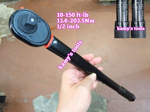 Cần siết lực chỉnh lực đen 1/2 inch 10-150ft-lb tương đương 13.6-203.5Nm dài 465mm