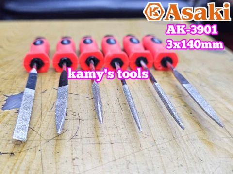 Bộ dũa giũa kim cương 6 cây Asaki AK-3901 cỡ 3mm 3x140mm