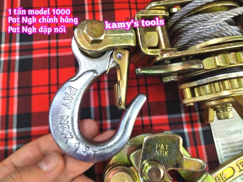 Kích căng cáp 1 tấn Pat Ngk NO1000 cáp 5mm dài 2200mm móc dập nổi chính hãng Haru