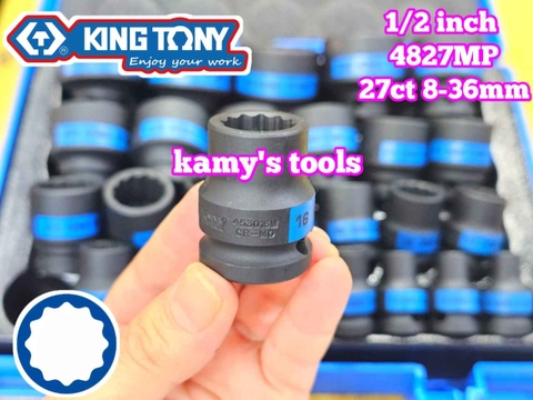 Bộ tuýp đen 1/2 inch Kingtony 4827MP 12 cạnh 27 chi tiết 8-36mm