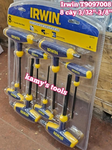 Bộ lục giác cán chữ T IRWIN 8 chi tiết 3/32-3/8 inch T9097008