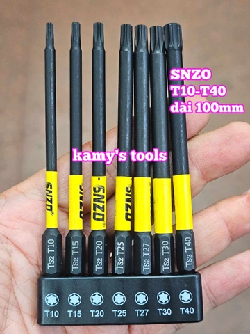 Mũi vít bông sao hoa thị đuôi lục giác 1/4 inch SNZO dài 100mm 7 chi tiết T10-T40 thép đen S2 SH-10007