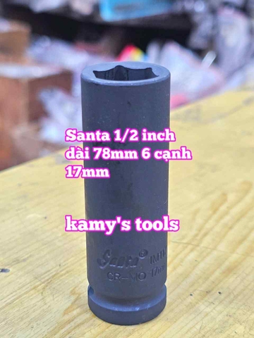 Đầu tuýp khẩu 1/2 inch đen dài lục giác 6 cạnh 78mm Santa 17mm 18mm 19mm 20mm 21mm IM117 IM118 IM119 IM120 IM121