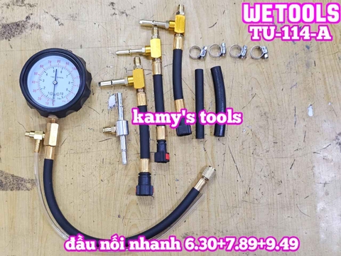 Bộ đồng hồ đo áp suất hệ thống phun nhiên liệu động cơ bơm xăng TU-114-A với đầu nối nhanh 6.30+7.89+9.49 Wetools