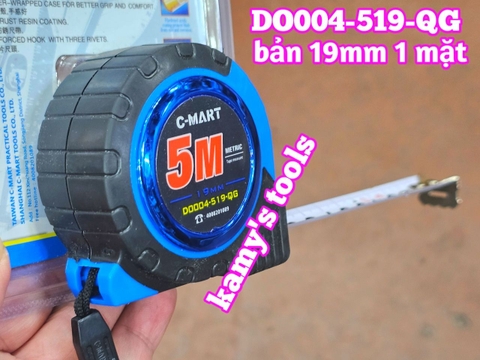 Thước cuộn 5m bản 19mm C-Mart model DO004-519-QG bọc nhựa chống va đập, thước kéo 5 mét