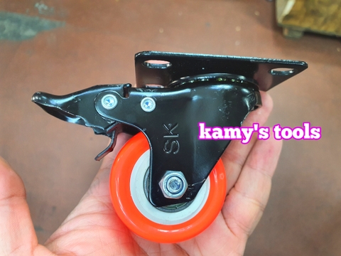 Bánh xe pu nhỏ xoay có khóa đường kính 50mm đế 51x70mm (lẻ 1 cái)