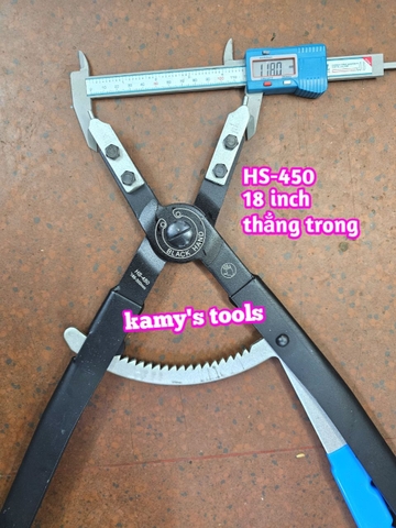 Kìm mở phe trong thẳng Black hand 18 inch dài 450mm HS-450 BH-416-1 mở phe đường kính 165-300mm