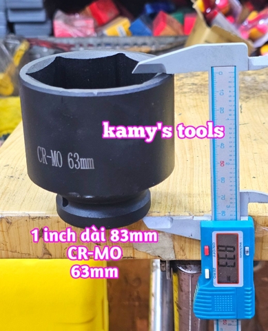 Đầu tuýp đầu khẩu 1 inch dài 80mm Kamytools thép Cr-mo 60mm 63mm 65mm