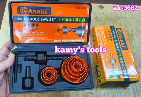 Bộ mũi khoét lỗ gỗ và thạch cao 11 chi tiết Asaki model AK-3682