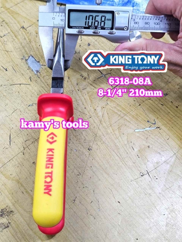 Kìm nhọn cách điện VDE 1000V 8-1/4 inch 210mm Kingtony 6318-08A