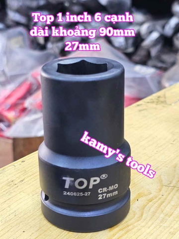Đầu tuýp khẩu 1 inch đen dài 90mm TOP 6 cạnh 27mm 30mm 32mm 33mm 240625-27 240625-30 240625-32 240625-33