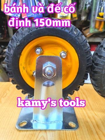 Bánh xe cao su đặc 155x47mm loại có đế xoay và có đế cố định (bán lẻ 1 cái)