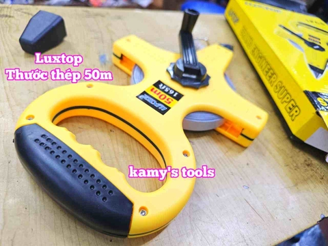 Thước cuộn thước kéo thép 50 mét 50m bản 12mm hệ mét 1 mặt có tay cầm Luxtop LT-ST50