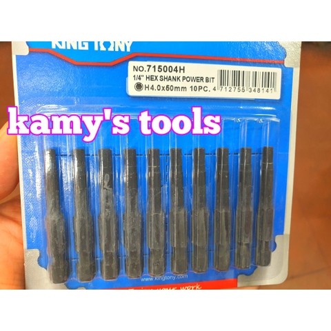 Mũi lục giác 4mm đuôi bắn vít dài 50mm Kingtony model 715004H (lẻ 1 cái)