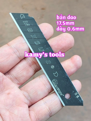 Lưỡi dao rọc giấy rọc cáp thép đen Maxsupe bản dao 17.5mm dày 0.6mm dài 106mm