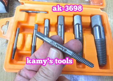 Bộ 8 mũi ren taro chuyên lấy đầu ống nước bulong ốc vít gãy Asaki AK-3698