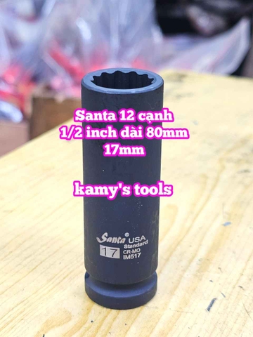 Tuýp 1/2 inch đen dài BÔNG 12 cạnh dài 80mm Santa 16mm 17mm 19mm 21mm 22mm IM516 IM517 IM519 IM521 IM522
