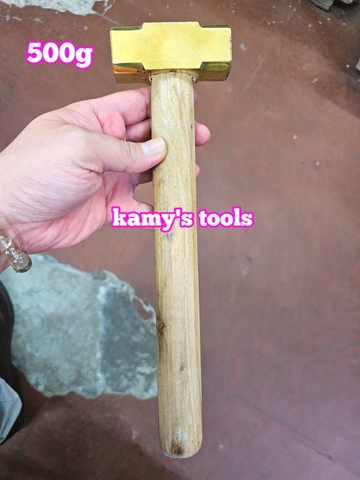 500g 0.5kg Búa đồng thau đầu vuông cán gỗ kamytools