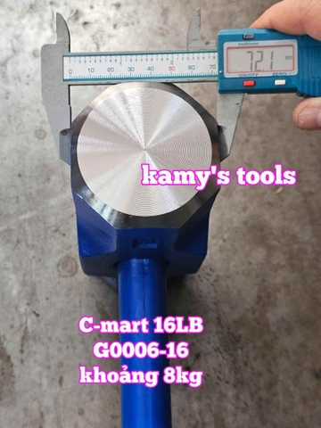 Búa tạ thép đầu lục giác cán cao su C-mart 16LB G0006-16 dài khoảng 900mm