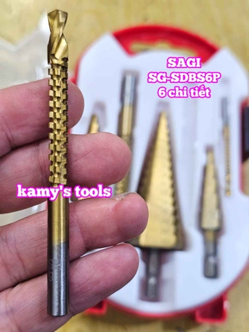 Mũi khoan tháp tầng đa năng chuôi lục giác 6 chi tiết Sagi SG-SDBS6P