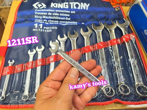 Bộ cờ lê vòng miệng hệ inch 11 chi tiết Kingtony 1211SR 1/4-15/16