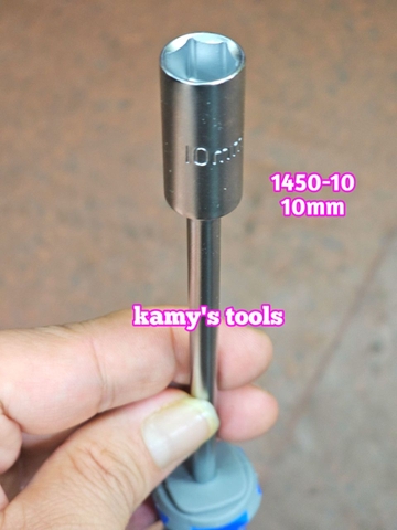 1450-10 Tua vít cán vặn ốc đầu tuýp lục giác Kingtony 10mm thân dài 125mm luôn cán 235mm