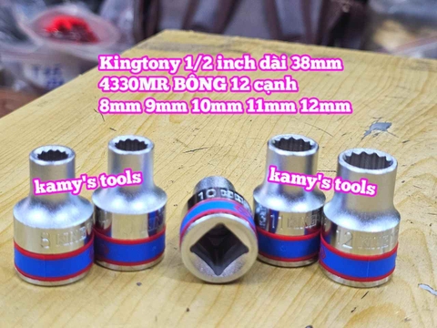 Đầu tuýp khẩu ngắn 1/2 inch Kingtony bông 12 cạnh 8mm 9mm 10mm 11mm 12mm 433008mr 433009mr 433010mr 433011mr 433012mr
