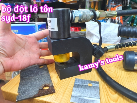 Dụng cụ đột lỗ tôn thủy lực đục lỗ thang máng cáp máng điên SYD-18F 6mm-18mm họng sâu 40mm