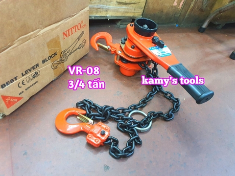 Pa lăng xích lắc tay Nitto 3/4 tấn (0.75 tấn) 1.5m (1.5 mét) VR-08 cao cấp