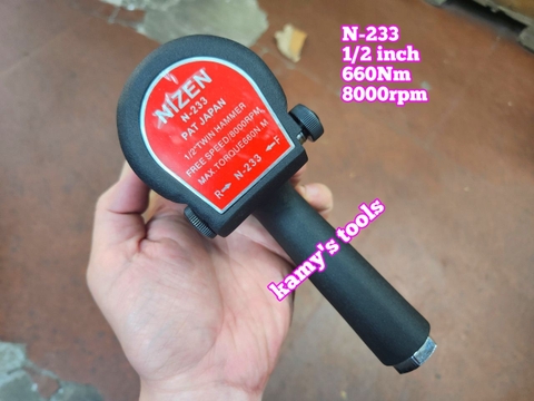Máy vặn ốc siết tháo mở bulong hơi khí nén Nizen 1/2 inch N233 N-233 loại 2 búa 660Nm