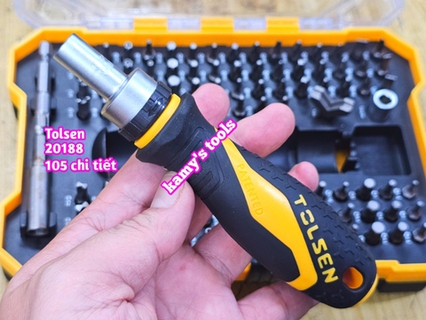 Bộ tua vít tự động cán đảo chiều trái phải 72 răng 105 chi tiết Tolsen 20188