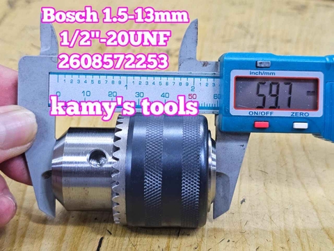 Đầu khoan có khóa Bosch 2608572253 kẹp 1.5-13mm ren 1/2-20UNF chính hãng