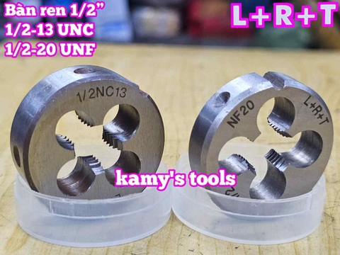 Bàn ren tạo ren ngoài 1/2 inch (12.7mm) bước ren thô và mịn 1/2-13 UNC 1/2-20 UNF L+R+T LRT-431213C LRT-431220F