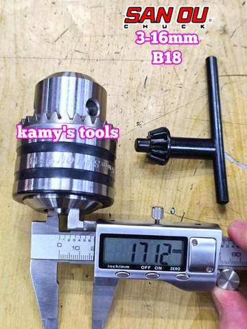 Đầu khoan đầu kẹp mũi khoan sắt 3-16mm lỗ côn B18 SAN OU SO-DC16B1