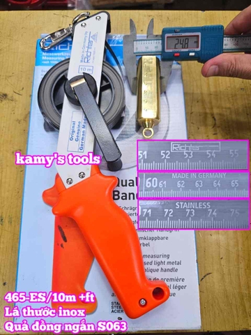 Thước đo dầu Richter 10 mét 465-ES/10m lá thước inox quả rọi bằng đồng ngắn S063 cao cấp chính hãng