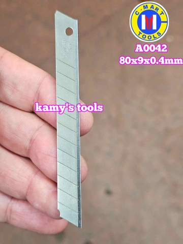 Lưỡi dao rọc giấy nhỏ 9mm C-mart A0042 80x9x0.4mm (10 lưỡi/hộp)