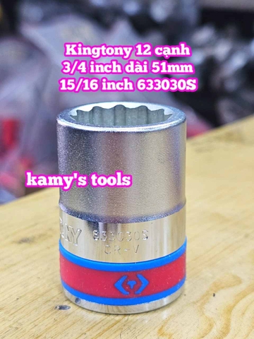 Đầu tuýp trắng 3/4 inch Kingtony 12 cạnh 11/16, 3/4, 13/16, 7/8, 15/16, inch 633022S 633024S 633026S 633028S 633030S