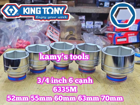 Đầu tuýp 3/4 inch 6 cạnh trắng Kingtony 52mm 55mm 60mm 63mm 70mm 633552M 633555M 633560M 633563M 633570M