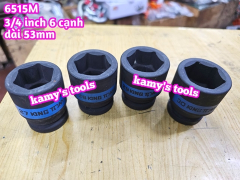 Tuýp 3/4 inch đen ngắn lục giác kingtony dài 53mm 27mm 28mm 29mm 30mm 651527M 651528M 651529M 651530M