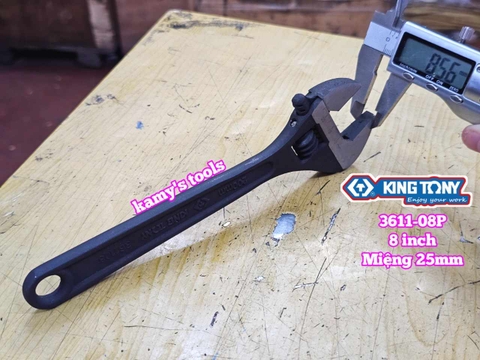 Mỏ lết miệng đen Kingtony 8 inch 200mm 3611-08P miệng mở 0-25mm