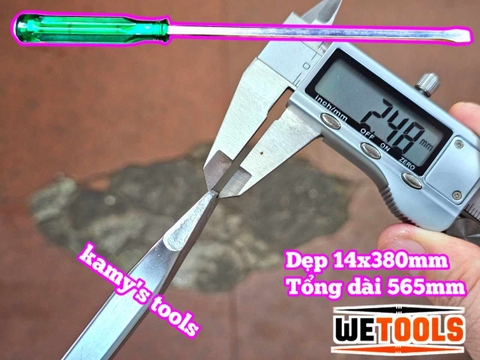 Tua vít đóng đầu dẹp 14mm dài 380mm 14x380mm Wetools WT-521438A