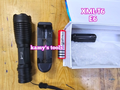 Đèn pin siêu sáng 5 chế độ XML-T6 E6 UltraFire dài 135-156mm