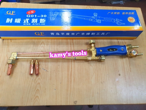 Tay cắt hơi oxy ga, mỏ đèn cắt gió đá G1-30, kèm 2 béc cắt