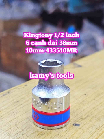 Đầu tuýp khẩu ngắn 1/2 inch Kingtony lục giác 6 cạnh 8mm 9mm 10mm 11mm 12mm 433508mr 433509mr 433510mr 433511mr 433512mr