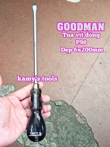 Tua vít đóng Goodman bake PH2 dẹp 6mm dài 200mm P98+6x200 P98-6x200