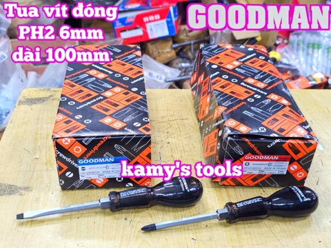 Tua vít đóng Goodman bake PH2 dẹp 6mm dài 100mm P98+6x100 P98-6x100