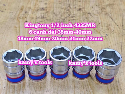 Đầu tuýp trắng ngắn 1/2 inch Kingtony 6 cạnh 18mm 19mm 20mm 21mm 22mm 433518MR 433519MR 433520MR 433521MR 433522MR